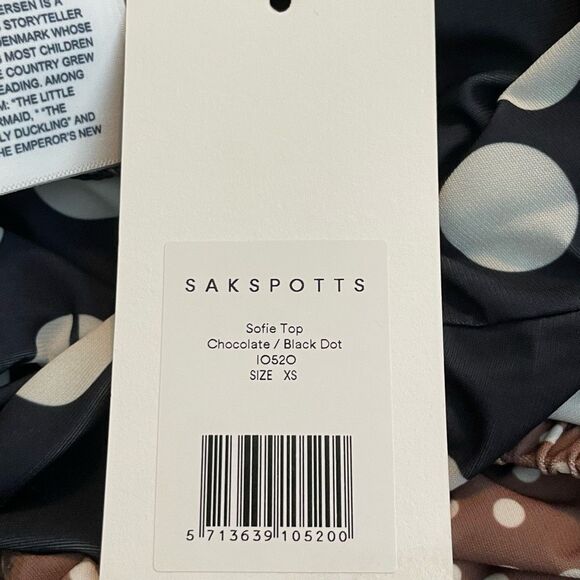 Saks Potts Sophie Cropped Polka Dot Blouse Black White Brown Long Sleeve XS - Picture 8 of 9